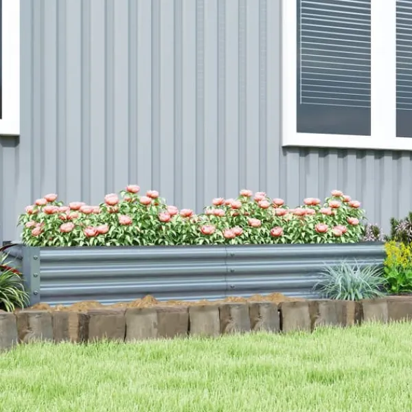 Clearance Upphöjd planteringslåda, 180x90x30 cm, Silver Planteringsbänkar