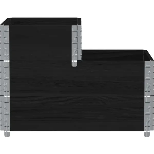 New Upphöjd rabatt med 3 nivåer i massiv furu | Färg: Svart | Storlek: 120x80 cm Planteringsbänkar