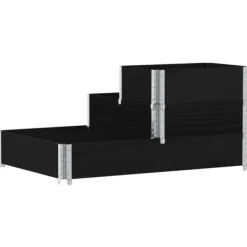 New Upphöjd rabatt med 3 nivåer i massiv furu | Färg: Svart | Storlek: 120x80 cm Planteringsbänkar
