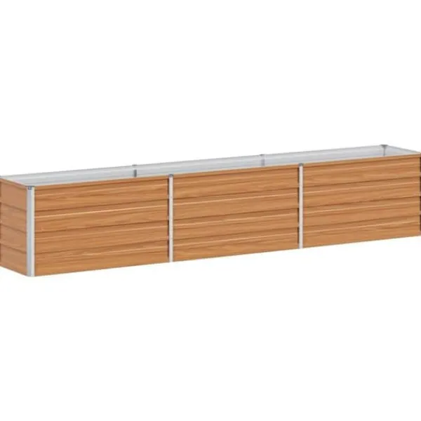 Outlet Upphöjd växtlåda i galvaniserat stål - - 240x40x45 cm - Ljusbrun - Väderbeständig Krukor & Växtbehållare