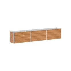 Outlet Upphöjd växtlåda i galvaniserat stål - - 240x40x45 cm - Ljusbrun - Väderbeständig Krukor & Växtbehållare