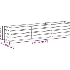 Outlet Upphöjd växtlåda i galvaniserat stål - - 240x40x45 cm - Ljusbrun - Väderbeständig Krukor & Växtbehållare