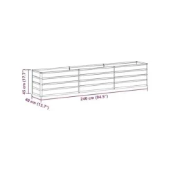 Outlet Upphöjd växtlåda i galvaniserat stål - - 240x40x45 cm - Ljusbrun - Väderbeständig Krukor & Växtbehållare