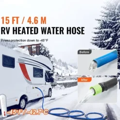 Outlet Uppvärmd vattenslang för RV 15 fot, -45℉ frostskydd, dricksvatten, hållbar design Bevattning