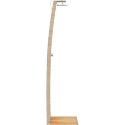 Online Utedusch i konstrotting med akaciaträ - Trendig trädgårdsdusch | Färg: Beige | Storlek: 55x60x224 cm Spa & Utomhusbad