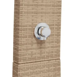Online Utedusch i konstrotting med akaciaträ - Trendig trädgårdsdusch | Färg: Beige | Storlek: 55x60x224 cm Spa & Utomhusbad