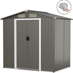 Hot Uteförråd, 196x142x186 cm, Ljusgrå Skjul, Garage & Carports