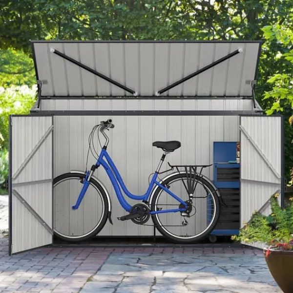 Online Uteförvarcmgsbod, 193×86×127 cm, Grå Skjul, Garage & Carports
