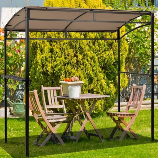 New Utegrillstak, 216x134x211 cm, Brun Valvbågar, Spaljéer, Bersåer & Pergolor