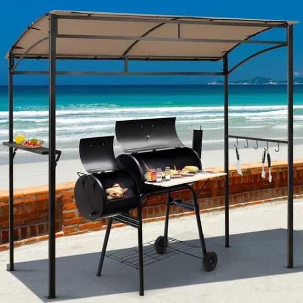 New Utegrillstak, 216x134x211 cm, Brun Valvbågar, Spaljéer, Bersåer & Pergolor