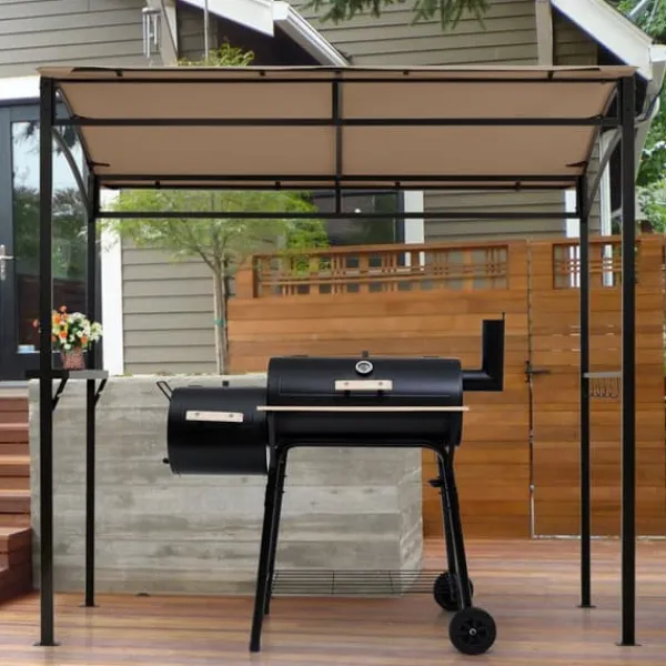 New Utegrillstak, 216x134x211 cm, Brun Valvbågar, Spaljéer, Bersåer & Pergolor