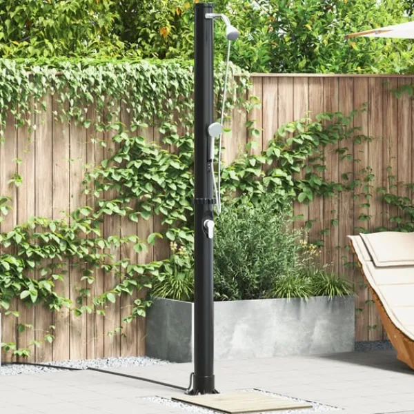 vidaXL Utomhus Solardusch Svart 217 cm PVC och Aluminium