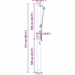 Utomhus Soldusch med Handhållet Duschhuvud | Höjd: 217 cm | Volym: 20 L