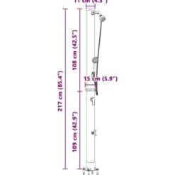 Utomhus Soldusch med Handdusch - Modern och Robust | Höjd: 217 cm | Volym: 20 L