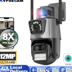 Utomhuskamera, 6K-upplösning, IP66 vattentålig,12MP WIFI PTZ Kamera, EU Kontakt