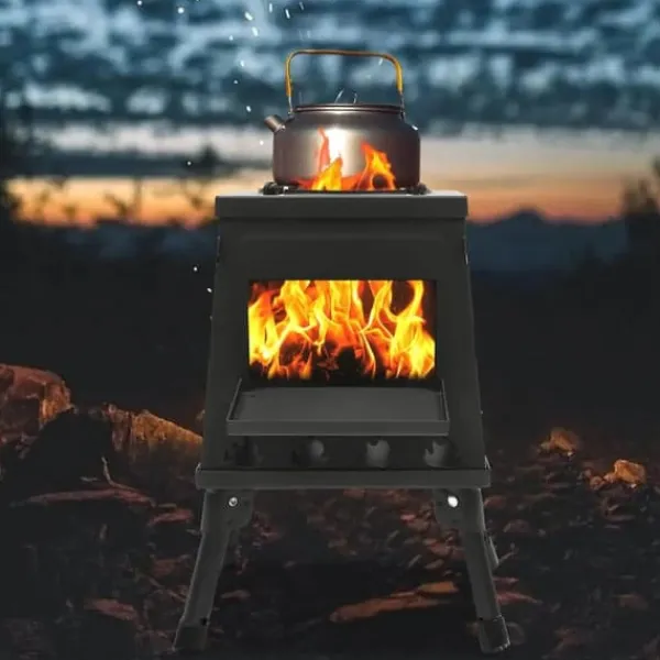 Utomhuskök, Bärbar Design, Effektiv Vedeldning,svart