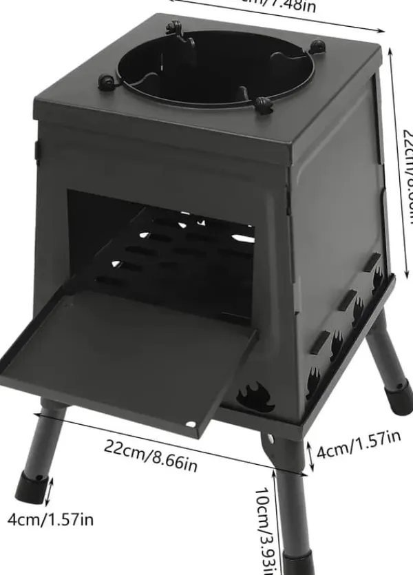 Utomhuskök, Bärbar Design, Effektiv Vedeldning,svart