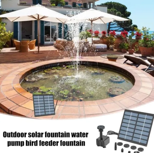 Vattenfontän med solceller och 6 sprinklerhuvuden Munstycken-Sol Fontänpump Fontäner & Dammar