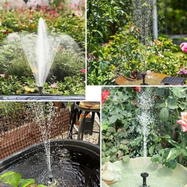 Vattenfontän med solceller och 6 sprinklerhuvuden Munstycken-Sol Fontänpump Fontäner & Dammar