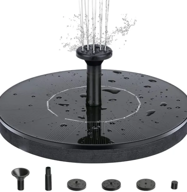 Vattenfontän solcellsdriven 13 cm Svart