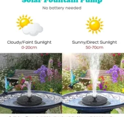 Hot Vattenfontän solcellsdriven 16 cm solcellsfontän vatten fontän utomhus Svart Fontäner & Dammar