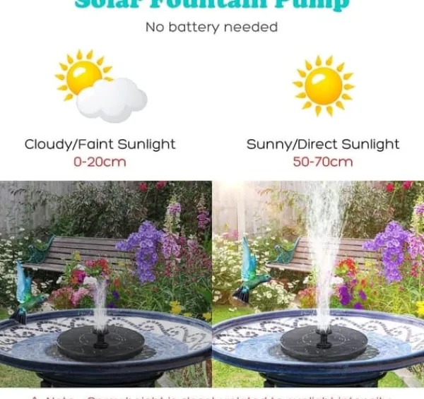 Hot Vattenfontän solcellsdriven 16 cm solcellsfontän vatten fontän utomhus Svart Fontäner & Dammar