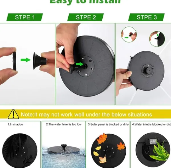 Vattenfontän solcellsdriven 18 cm med färgglad LED-belysning