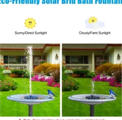 Vattenfontän solcellsdriven 18 cm med vit LED-belysning