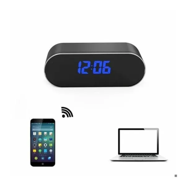 Sale Väckarklocka med full HD 1080P spionkamera Wifi nattsyn svart Säkerhetsmonitorer & Videokameror