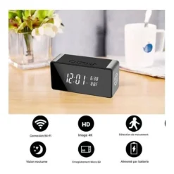 Väckarklocka Spionkamera Full HD 4K WiFi Nattvision Temperatur