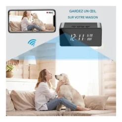 Väckarklocka Spionkamera Full HD 4K WiFi Nattvision Temperatur