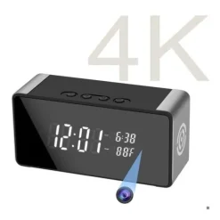 Väckarklocka Spionkamera Full HD 4K WiFi Nattvision Temperatur