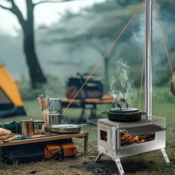 Vedeldad Spis, Rostfritt Stål, 31x40x211 cm, 9.1 kg, För 3-5 Användare, CE Märkt
