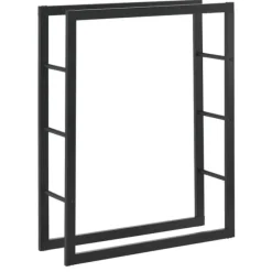 Online Vedförvaring vedställ 80x100x25cm stål svart Tillbehör Till Vedeldade Kaminer & Öppna Spisar