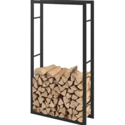 [en.casa] Vedförvaring vedställ 80x150x25cm stål svart