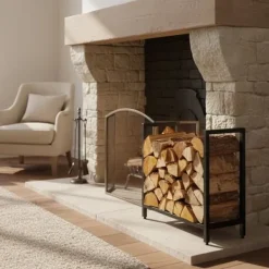 Outlet Vedförvaring, 62,5x65x30,5 cm Tillbehör Till Vedeldade Kaminer & Öppna Spisar