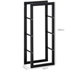 Clearance Vedhållare 40×25×100 cm, stål, upp till 100 kg, svart Tillbehör Till Vedeldade Kaminer & Öppna Spisar
