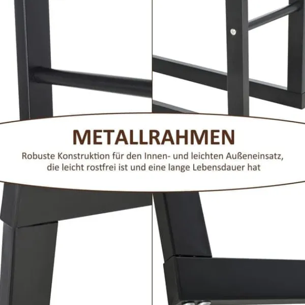 Clearance Vedhållare 40×25×100 cm, stål, upp till 100 kg, svart Tillbehör Till Vedeldade Kaminer & Öppna Spisar