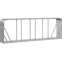 Vedhållare ljusgrå 300x45x100 cm galvaniserat stål Tillbehör Till Vedeldade Kaminer & Öppna Spisar