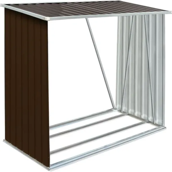 vidaXL Vedskjul galvaniserat stål 163x83x154 cm brun