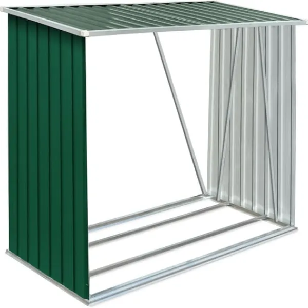 Discount Vedskjul galvaniserat stål 163x83x154 cm grön Skjul, Garage & Carports