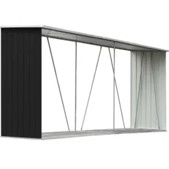 Vedskjul galvaniserat stål 330x84x152 cm antracit - Förvaringsbod För Ved - Vedförvaringsbord - Home & Living