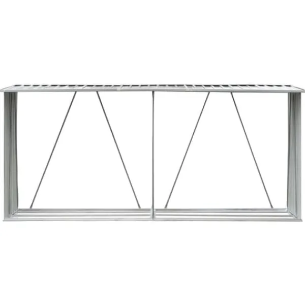 Sale Vedskjul i galvaniserat stål - Hållbar förvaring för ved | Färg: Grå | Storlek: 330x84x152 cm Skjul, Garage & Carports