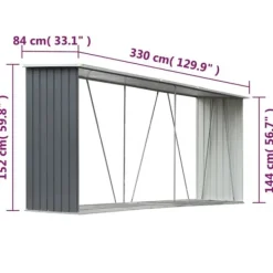 Sale Vedskjul i galvaniserat stål - Hållbar förvaring för ved | Färg: Grå | Storlek: 330x84x152 cm Skjul, Garage & Carports