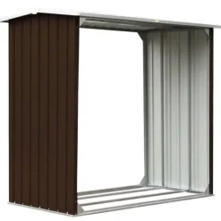 Vedskjul i galvaniserat stål - Stabil och väderbeständig vedförvaring | Färg: Brun | Storlek: 172x91x154 cm Skjul, Garage & Carports