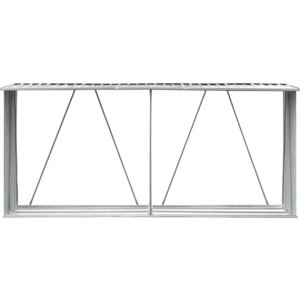 vidaXL Vedskjul i galvaniserat stål 330x84x152 cm grå