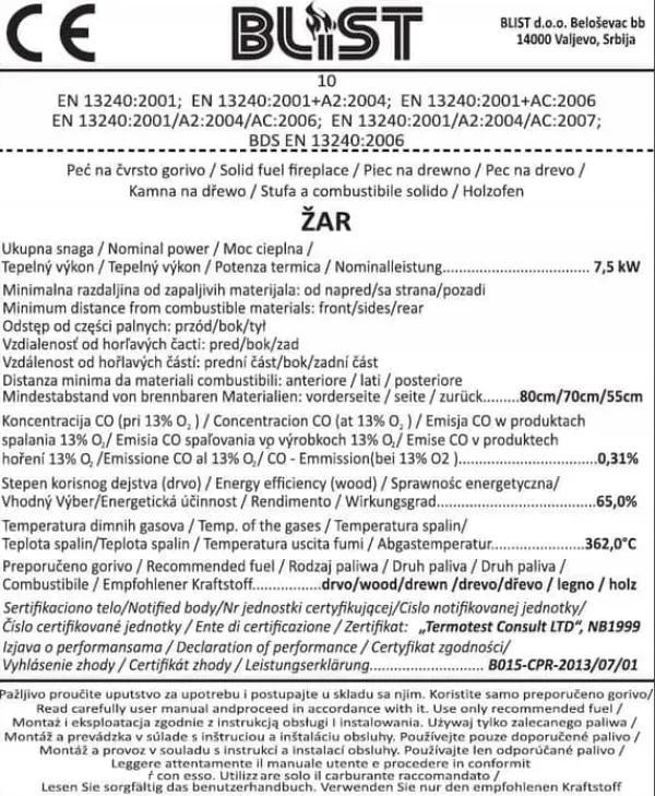 Discount Vedspis - energiklass A - 7,3 kW Vedeldade Kaminer
