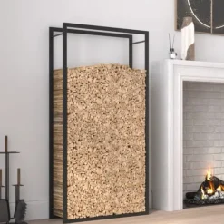 Vedställ & vedkorgar - Living Vedställ matt svart 80x28x154 cm stål