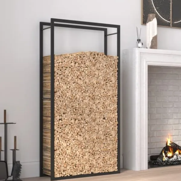 Vedställ & vedkorgar - Living Vedställ matt svart 80x28x154 cm stål