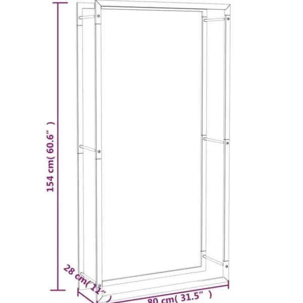 Vedställ & vedkorgar - Living Vedställ matt svart 80x28x154 cm stål
